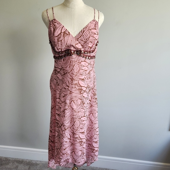 Vintage Y2K BabyDoll Stone Sequin Beaded Empire Waist Fairy Whimsical Midi Dres - Picture 2 of 11